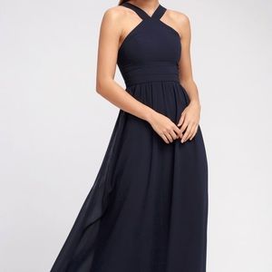 Lulus | Air of Romance Navy Blue Maxi Dress
